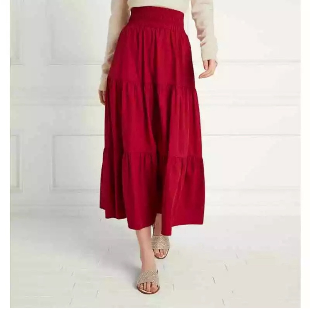 Hill House Home The Florence Nap Skirt Victorian Red Cotton M NWT
